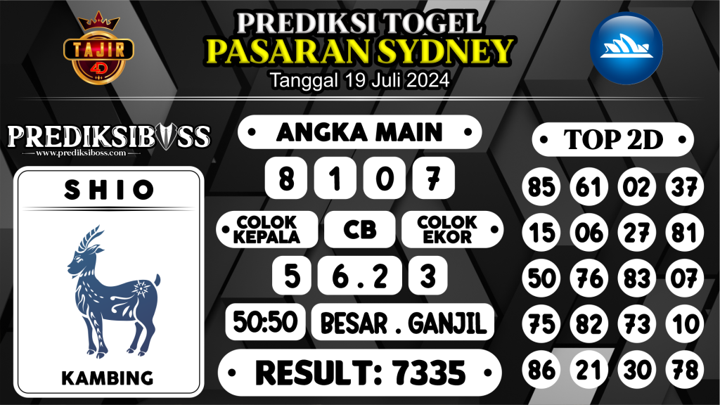 https://prediksibosswon.com/prediksi-boss-togel-sidney-jumat-19-juli-2024/